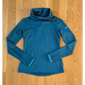 Nike Pro Top Women’s M Teal / Blue Turtle Neck Long Sleeve Dri Fit Thumbholes